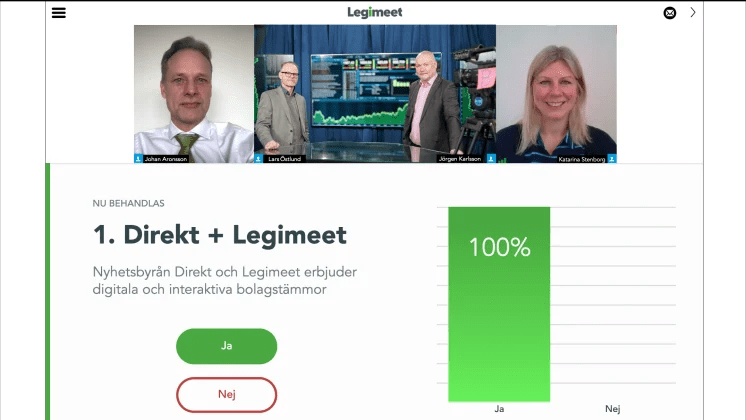 Nyhetsbyrån Direkt och Legimeet erbjuder digitala och interaktiva bolagstämmor
